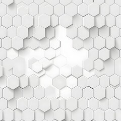 A white background with an array of hexagons in varying sizes, creating geometric patterns that evoke the feel and look of data visualization or computer graphics