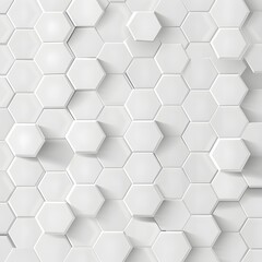 Fototapeta premium A white background with an array of hexagons in varying sizes, creating geometric patterns that evoke the feel and look of data visualization or computer graphics