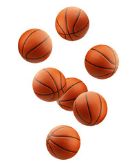 Falling Basketball Ball isolated on white background, full depth of field