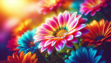 Fototapeta premium Vibrant closeup of colorful flower petals, beautiful and detailed illustration