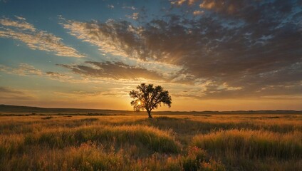 sunset over the field