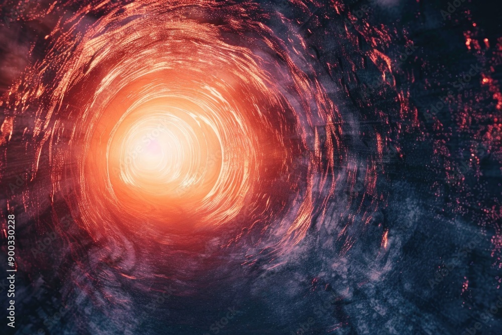 Poster A spiral shaped object with a bright light at its center, suitable for use as an illustration or design element