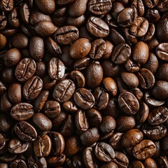 Fototapeta premium Close-up of roasted coffee beans background, Coffee texture