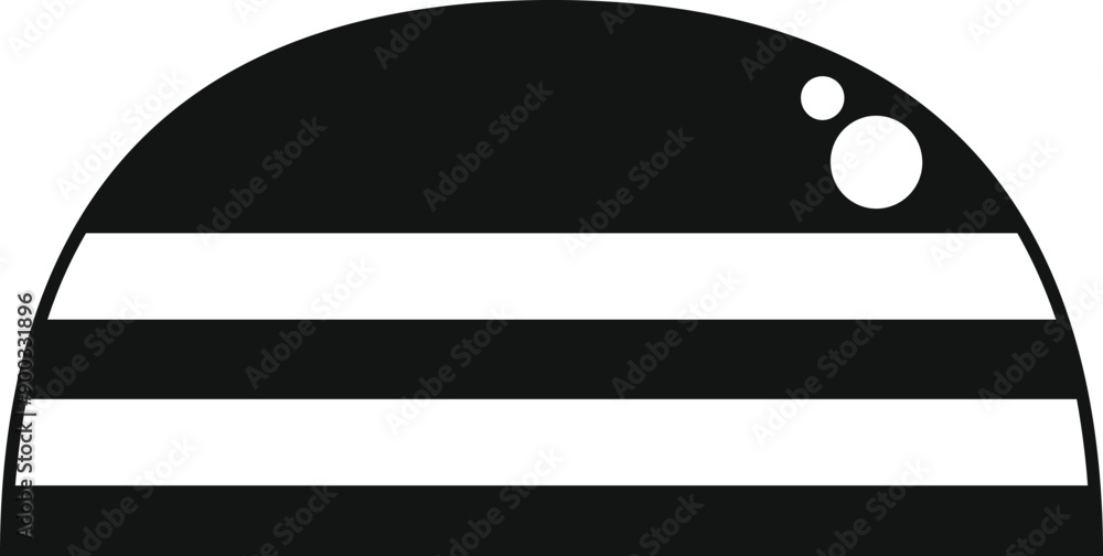 Aufkleber simple black and white icon of a semisphere planet with three atmosphere layers