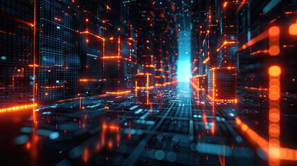 Obraz premium blue geometric shape abstract technology background