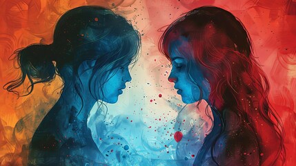 vector, illustration, Smartphone with male and female profiles. Friends chatting. New generation. The concept of social networks, virtual relationships. Friends chatting and texting. Vector illustrati