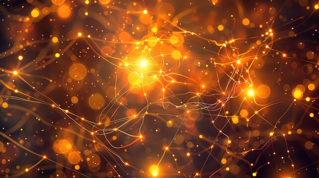 Abstract technology network with glowing nodes and lines. Modern and sophisticated background for banners, posters and social media.