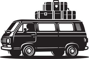 Vintage Cargo Van silhouette flat vector illustration isolated on a white background
