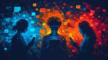 vector, illustration, Smartphone with male and female profiles. Friends chatting. New generation. The concept of social networks, virtual relationships. Friends chatting and texting. Vector illustrati