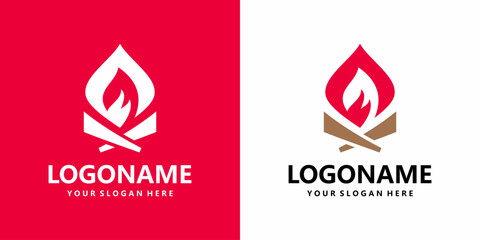 campfire logo design vector