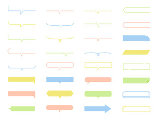 シンプルなフレームのベクターイラストセット　枠　吹き出し　線　線画