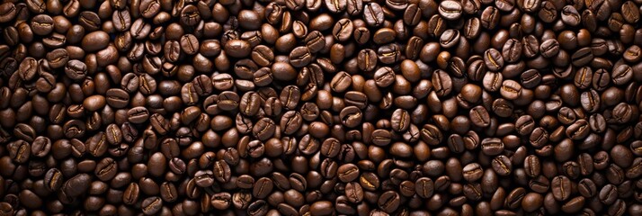 Fototapeta premium Brown roasted coffee beans close up full frame as a background texture