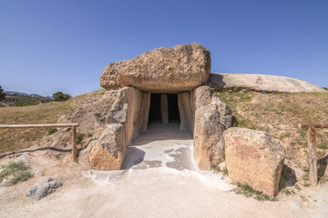 The Site of the Antequera dolmens is a cultural asset made up of a series of three cultural monuments, Menga dolmen, Viera dolmen and El Romeral tholos, and two natural monuments.