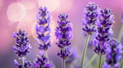 Naklejka premium Lavender: Fragrant and soothing, lavender symbolizes serenity, grace, and calmness, making it a popular choice in aromatherapy for relaxation and tranquility. 
