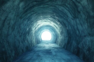 Obraz premium A dark and mysterious tunnel with a faint light at the end, ideal for use in scenes where guidance or hope is needed