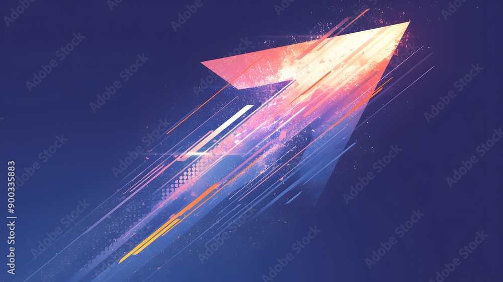 Poster abstract arrow with lines and glowing effect.