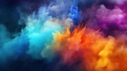 Vibrant explosion of colored powder. Colorful Dust Background.