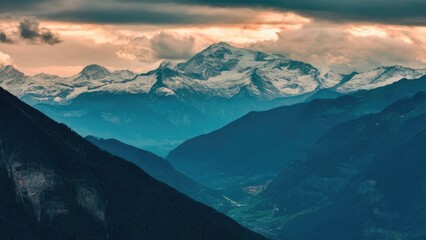Glowing Horizon Behind Alpine Terrain