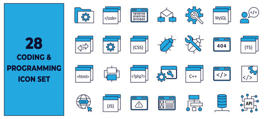 Coding and programming icon set