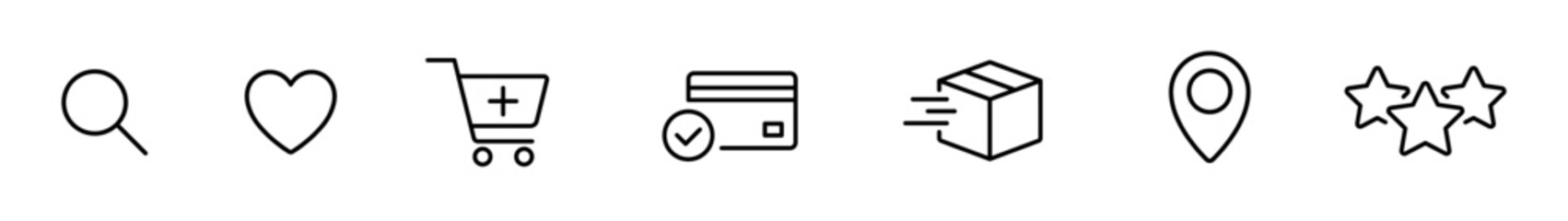 Online shopping  steps icons. Steps order commerce symbol. Tracking order shopping icon set. Vector