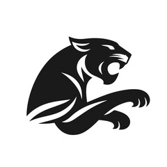 Fototapeta premium Clean black and white vector silhouette of a Jaguar on white background