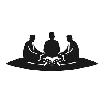 recommend clip art: Clean black and white vector silhouette of a Muslims on white background