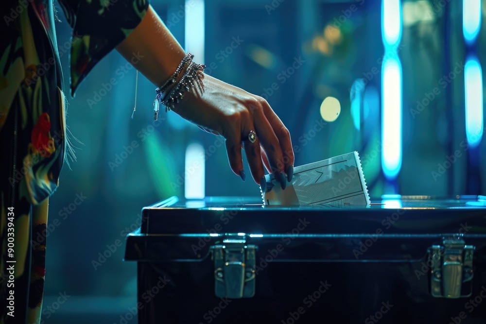 Poster a person placing a card into a box