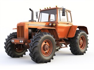 Obraz premium Agricultural tractor isolated on a white background.