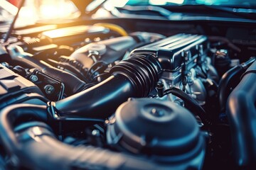 A detailed view of a car's engine components