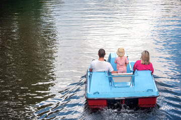 A catamaran trip on the lake in summer.