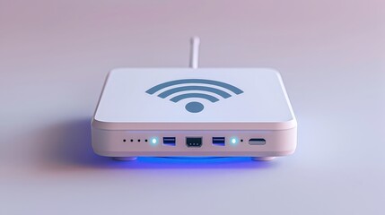 Capture a portable WiFi hotspot device with signal waves, set against a white background to symbolize mobile and flexible internet access.