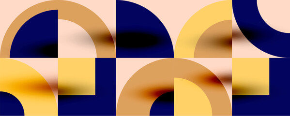 Fototapeta premium Neo memphis geometric pattern with circles, squares. Pop art abstract background for covers, banners, flyers and posters and other templates