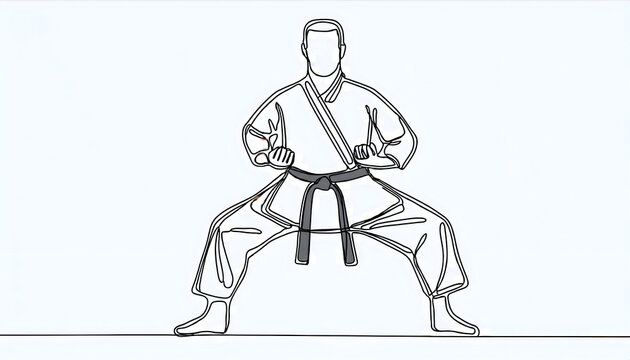 recommend clip art: One line drawing and continue for Karate on digital art concept, Generative AI.