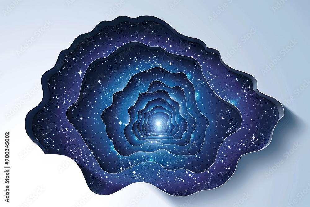 Aufkleber blue and black layered vortex pattern illustrating depth and complexity