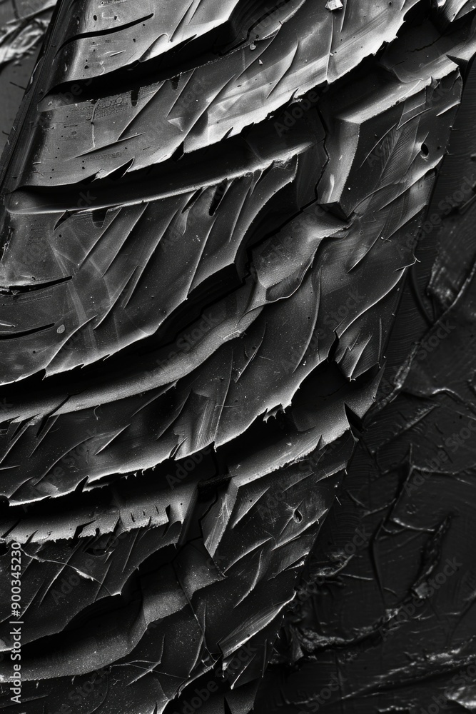 Poster A worn-out tire in monochrome format, suitable for use as a background or texture