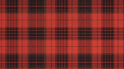 A close-up view of a vibrant red and black plaid fabric pattern