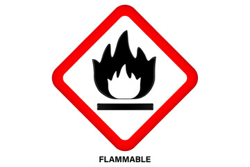 Flammable warning sign vector. Globally harmonized system hazard pictograms symbol. Warning symbol GHS icon.