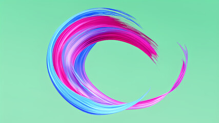 Swirling Multicolored Paint Strokes in Pink, Blue, and Purple on Green Background

