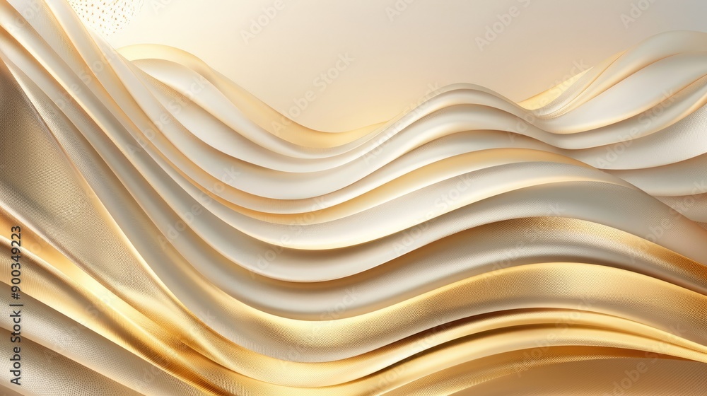 Poster 3d golden wave on an abstract light background, creating a stunning visual for elegant design and ar