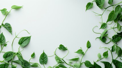 Obraz premium Green beans on a grey background close up, copy space