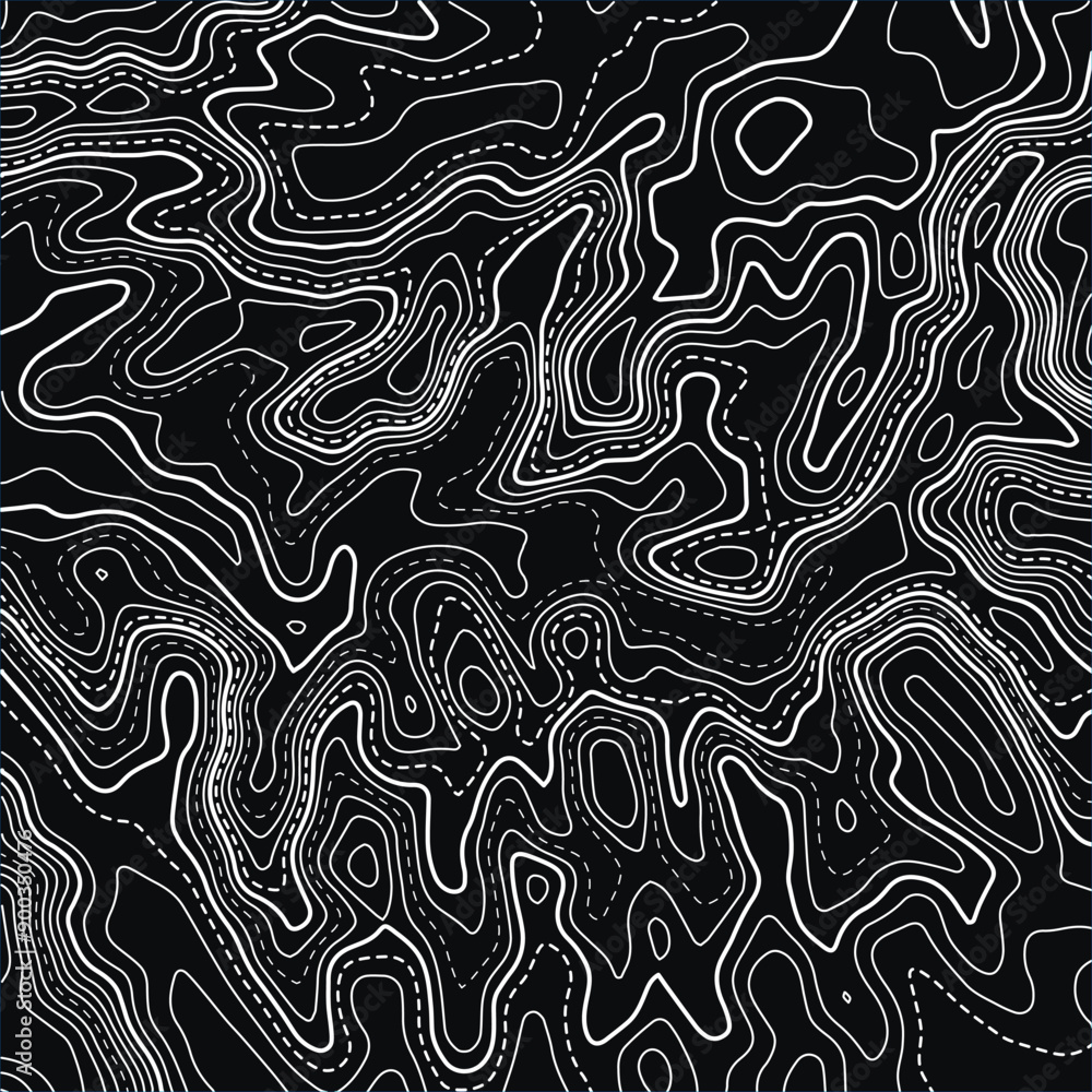 Poster stylized topographic map outline height in lines and contours. the concept of a conditional geograph