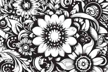  Image featuring a floral design in black and white