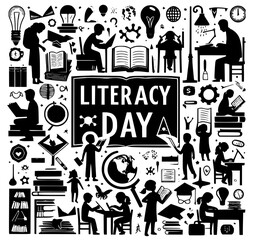 back to school background, Literacy Day, set of Literacy Day 