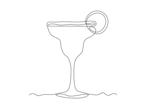 recommend clip art: Abstract cocktail margarita, martini, alcohol, lemonade,bar. continuous single line art drawing sketch, logo