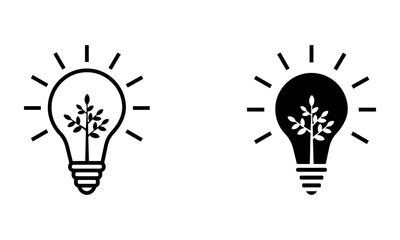 lightbulb with tree, illustration of green and sustainable energy icon vector