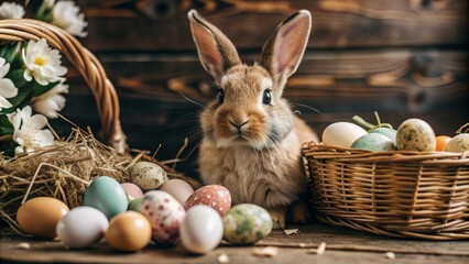 easter bunny with eggs