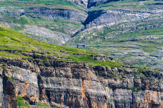Goriz refuge at the top of the Ordesa valley, a must for climbers and hikers, Spanish Pyrenees.