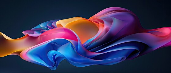 Obraz premium Vivid abstract silk flowing shapes in vibrant purple and blue hues against a dark background, perfect for modern design projects.