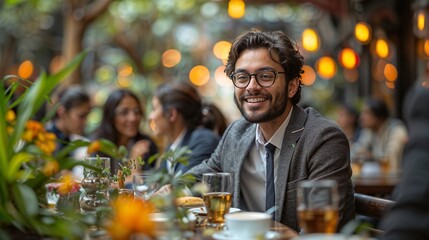 young Indian man in a restaurent 
