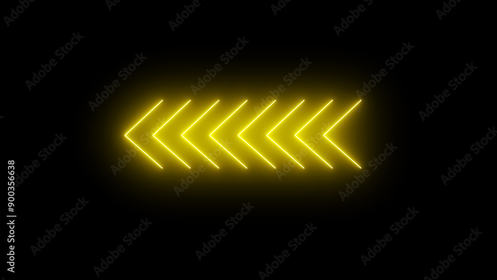 Poster left directional arrow sign. set of bright arrows pointing to the left . flashing direction indicato